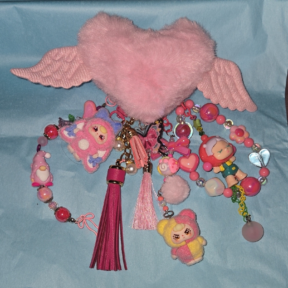 Charming Pink Heart Winged Key Holder/Dangler